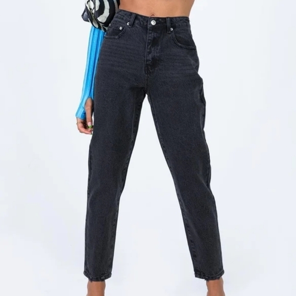 Princess Polly Straight Leg Black Jeans Size 4 - Picture 1 of 11